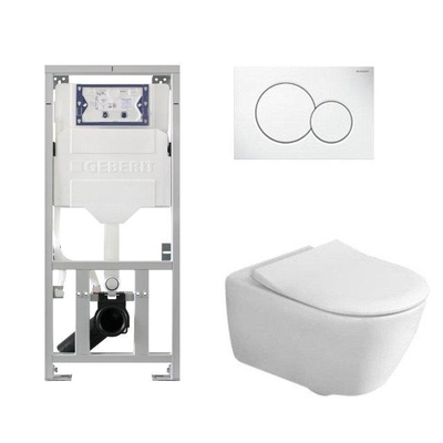 Villeroy & Boch Subway 2.0 Pack WC - réservoir encastré - WC à fond creux - flush direct - slimseat - plaque de déclenchement boutons ronds - blanc