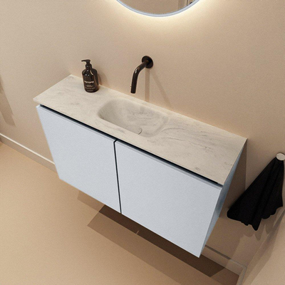 MONDIAZ TURE-DLUX 80cm toiletmeubel Clay. EDEN wastafel Opalo positie midden. Zonder kraangat.