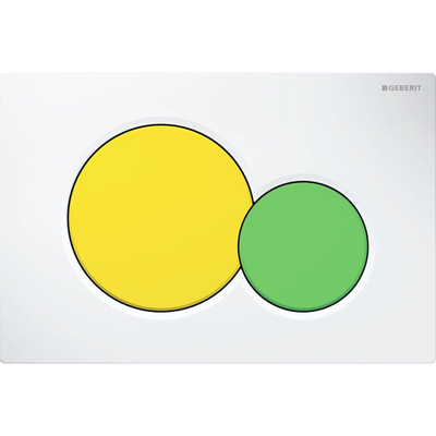 Geberit Sigma01 bedieningsplaat - 2-toets spoeling - rond - wit/geel/groen
