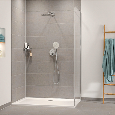 Grohe Precision SmartControl inbouw regendoucheset – thermostatisch – Ø31 cm ronde hoofddouche – gebogen wandarm – chroom