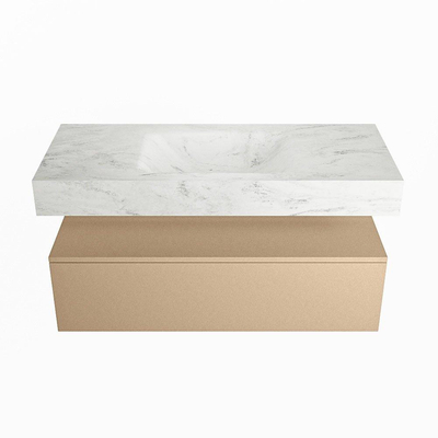 MONDIAZ ALAN - DLUX Badkamermeubelset - 110cm - onderkast - Oro - 1 lade - vrijhangende wastafel - wasbak midden - 1 kraangat - Opalo