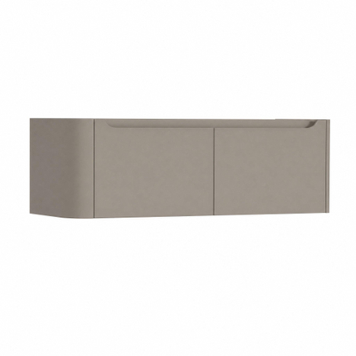 H&R Badmeubelen Juice Wastafelonderkast - 120x45x40cm - linkerhoek afgerond - 2 lades - geïntegreerde greep - olive