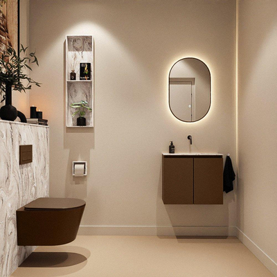 MONDIAZ TURE-DLUX Meuble WC 60 cm Rust. EDEN lavabo Glace position milieu. Sans trou de robinet.