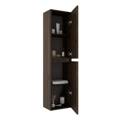 Adema Chaci Hoge Kast - 140x35x27cm - 2 deuren - noten OUTLETSTORE