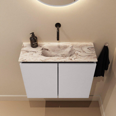 MONDIAZ TURE-DLUX Meuble de toilettes 60 cm Cale. EDEN lavabo Glace position centrale. Sans trou de robinet.