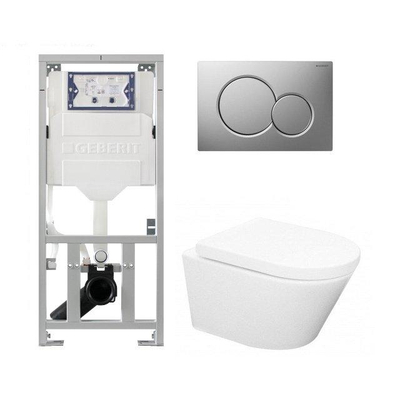 Wiesbaden Vesta set de toilettes Rimless 52cm incluant réservoir de WC encastré UP320 et abattant de WC softclose avec plaque de commande chromé brillant