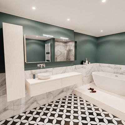 ENSEMBLE DE MEUBLE MONDIAZ LUSH - 180 cm - 2 tiroirs - lavabo BARCO - vasque à gauche - 0 trous de robinet - sous-couche