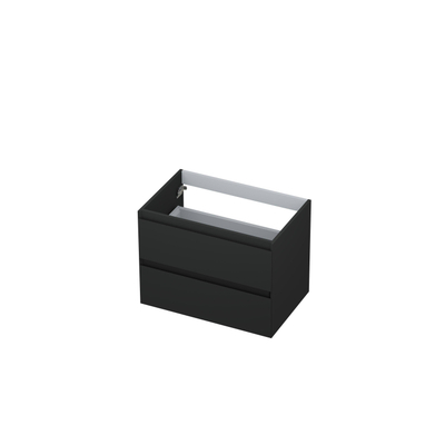INK Wastafelonderkast - 70x45x52cm - 2 lades - greeploos - MDF lak - Antraciet mat