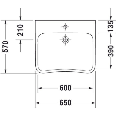 Duravit Durastyle Vital Lavabo sans trop-plein ni trou pour robinet 65x57cm blanc