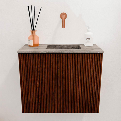 Mondiaz JOYA-DLUX 50cm toiletmeubel - kleur Ruby - Wastafel FAYE positie Rechts Zonder kraangat kleur Oza.