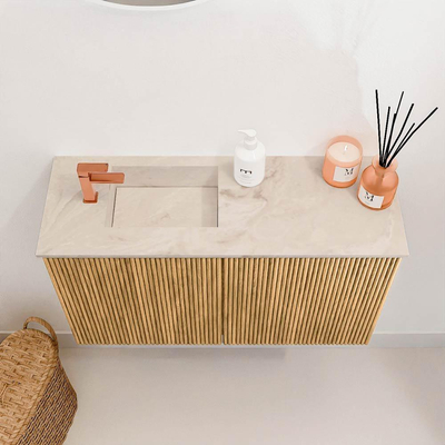 Mondiaz JOYA-DLUX Meuble de toilette 70cm - couleur Oak - Vasque FAYE position Gauche 1 trou de robinet couleur Frappe