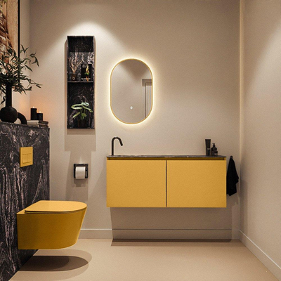 MONDIAZ TURE-DLUX Meuble toilette - 120cm - Ocher - EDEN - vasque Lava - position gauche - 1 trou de robinet