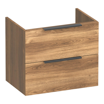 BRAUER Elevate wastafelonderkast ondiep 60 excl. opleggrepen 2 softclose lades en 1 sifon uitsparing - Honey