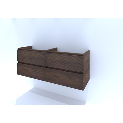 H&R Badmeubelen Infinity wastafelkast met 3D-front - 4 laden - greeploos met greeplijst in kleur meubel - 140 x 55 x 45 cm - dark oak