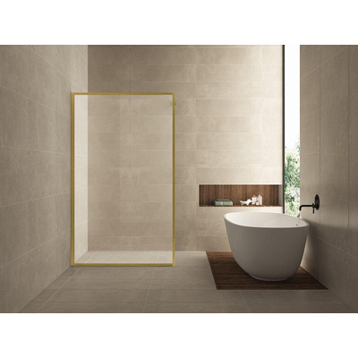 Wiesbaden Square Douche à l'italienne 900 x 2000 x 8 mm verre clair nano revêtement/laiton brossé