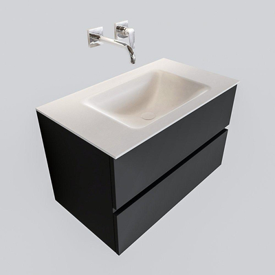 Mondiaz VICA Meuble Dark grey avec 2 tiroirs 80x50x45cm vasque lavabo Cloud centre sans trou de robinet