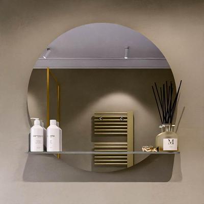 Mondiaz SPOT Miroir de salle de bains - rond 80cm - tablette miroir - couleur Smoke