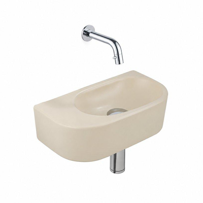 QeramiQ Fuente fonteinset – halfrond – 40x21.5x12 cm – keramiek beige – zonder kraangat – chromen kraan
