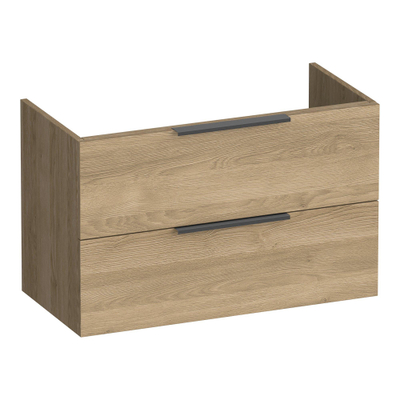 BRAUER Elevate meuble de salle de bains peu profond 80 sans poignées à poser 2 tiroirs softclose et 1 découpe pour siphon - Sunlit