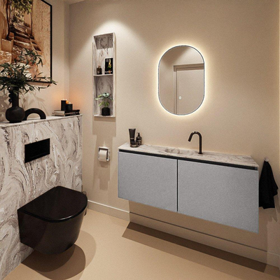 MONDIAZ TURE-DLUX Meuble toilette - 120cm - Plata - EDEN - vasque Glace - position centrale - 1 trou de robinet