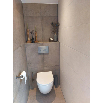 QeramiQ Push Plaque de commande Métal - pour réservoir encastré Geberit UP320 - double chasse - boutons ronds - métal gunmetal