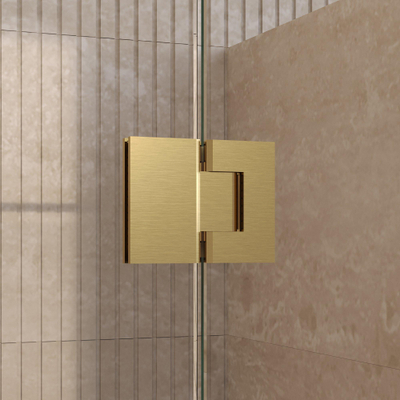 BRAUER Void Carving Nisdeur - 2-delig - 140x200cm - 70cm draaideur aan glas - glascoating - omkeerbaar - helder glas - geborsteld goud PVD