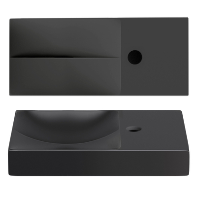 Clou Vale Lave-main 45cm avec trou pour robinet à droite Céramique Noir mat