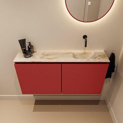 MONDIAZ TURE-DLUX 100cm toiletmeubel Fire. EDEN wastafel Frappe positie rechts. Zonder kraangat.