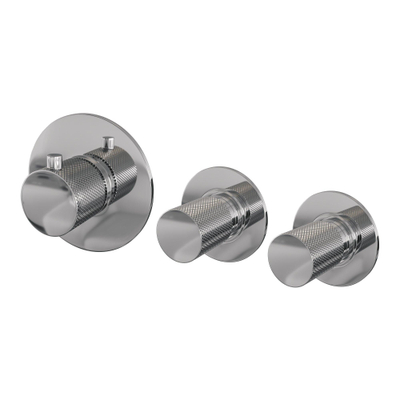 Brauer Chrome Carving Badkraan Inbouw - douchegarnituur - 20cm uitloop - met inbouwdeel - 3 carving knoppen - handdouche staaf 1 stand - chroom