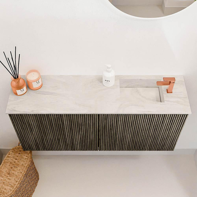 Mondiaz JOYA-DLUX 90cm toiletmeubel - kleur Shadow - Wastafel FAYE positie Rechts 1 kraangat kleur Ostra.