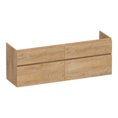 BRAUER Delight meuble sous lavabo - 160x46x60cm - 4 tiroirs à fermeture douce - sans poignée - 2 découpes pour siphon - Forest Tan