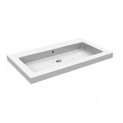 Wiesbaden Kera Wastafel enkel - zonder kraangat - 80x46x5cm - keramiek - glans wit