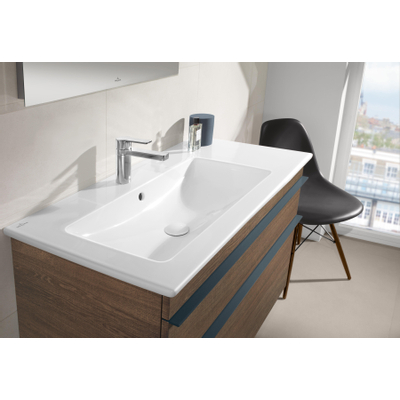 Villeroy & Boch Venticello Lavabo pour meuble avec lavabo gauche 100x50cm avec 1 trou pour robinetterie (et 2 trous perçables) avec trop plein blanc