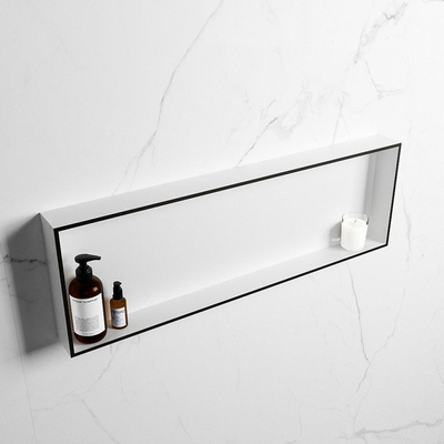 Mondiaz Easy nis 29.5x89.5x8cm voor Inbouw/opbouw 1 open vak Solid surface Talc/Urban