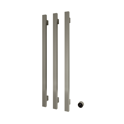 Hotbath &MORE Handdoekradiator - 57x115cm - vierkant - 3 stangen - verticaal - met schakelaar - geborsteld nikkel (RVS)