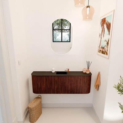 Mondiaz JOYA 123.2cm toiletmeubel - ronding links en rechts kleur Ruby - Wastafel FAYE positie Midden 1 kraangat kleur Urban.