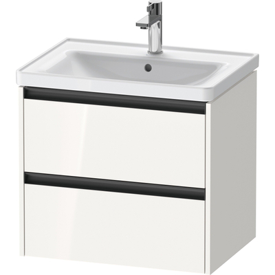Duravit Ketho.2 Wastafelonderbouwkast - met 2 laden - 63.4x45.5x54.9cm - met grepen antraciet - hoogglans wit