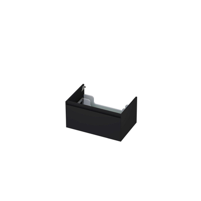INK Wastafelonderkast - 70x45x35cm - 1 lade - greeploos - MDF lak - Zwart mat