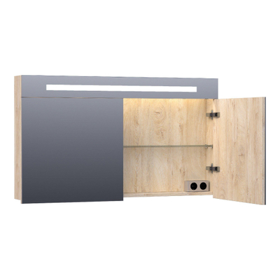 BRAUER 2.0 Armoire de toilette 120x70x15cm éclairage intégré rectangulaire 2 portes pivotantes MFC Sahara