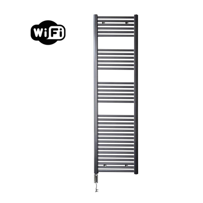 Sanicare HVW Elektrische Radiator - 172x45cm - 920W - wifi - thermostaat - chroom - linksonder - gunmetal (antraciet)