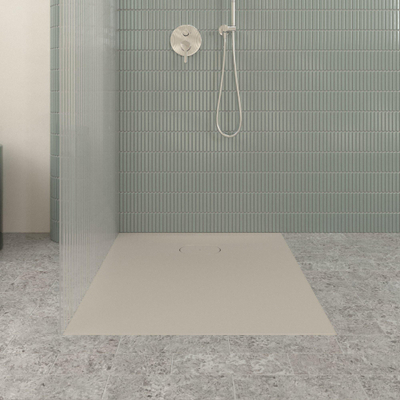 Villeroy & Boch Ecora douchebak - 100x80x3.5cm - afvoer korte zijde - almond (beige)