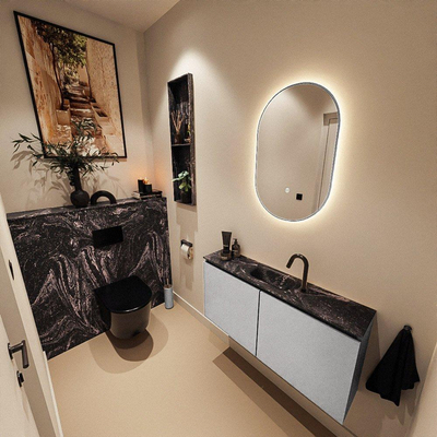 MONDIAZ TURE-DLUX 100cm toiletmeubel Plata. EDEN wastafel Lava positie midden. Met 1 kraangat.