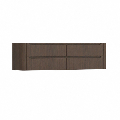 H&R Badmeubelen Juice Wastafelonderkast - 180x45x50cm - afgeronde hoeken - 4 lades - geïntegreerde greep - coffee