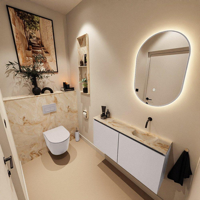 MONDIAZ TURE-DLUX Meuble WC 100 cm Cale. EDEN lavabo Frappe position droite. Sans trou de robinet.