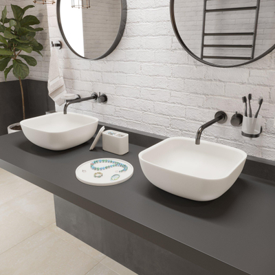 Ideavit Solidpool waskom - 35x35x13cm - Solid surface - Vierkant - Mat Wit