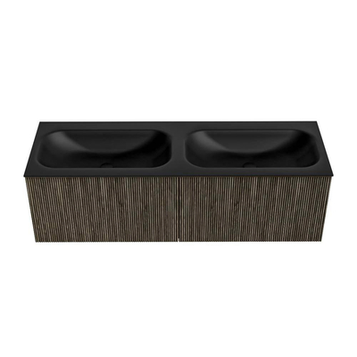 Mondiaz KURVE Ensemble meuble de salle de bains - 140x46x40cm - 2 tiroirs - lavabo solid surface - double - 2 trous de robinet - Shadow