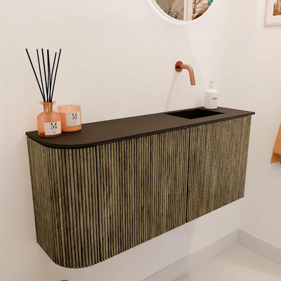 Mondiaz JOYA 91.6cm toiletmeubel - ronding links kleur Dusk - Wastafel FAYE positie Rechts Zonder kraangat kleur Urban.