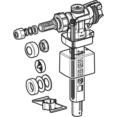 Geberit Impuls - 380 vlotterkraan 3/8" en 1/2" nippel - messing (wit)