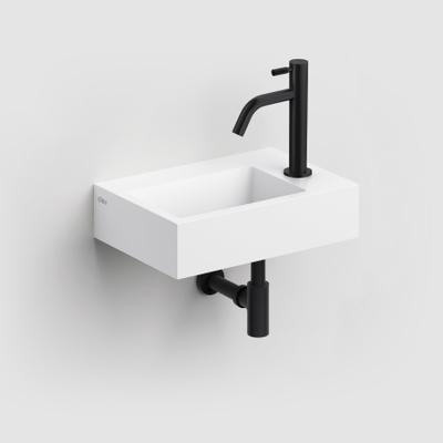 Clou Flush 2 lave-mains 36x9x24,5cm pré-percé pour trou de robinet aluite Blanc mat