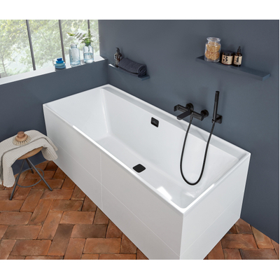 Villeroy & Boch Collaro Baignoire rectangulaire 170x75cm avec bonde de vidage noir mat Blanc